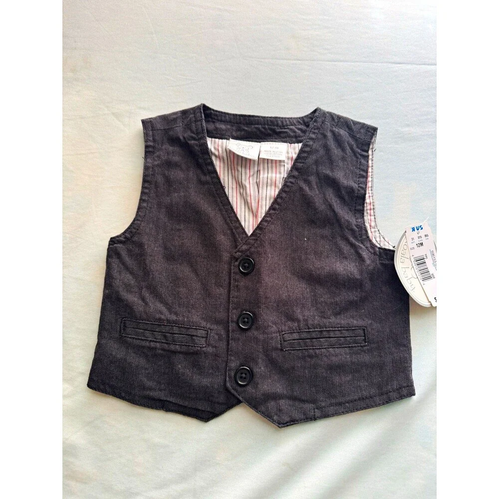 Koala Baby Boys Gray Cotton Suit Vest 12-18 Months Formal Classic
